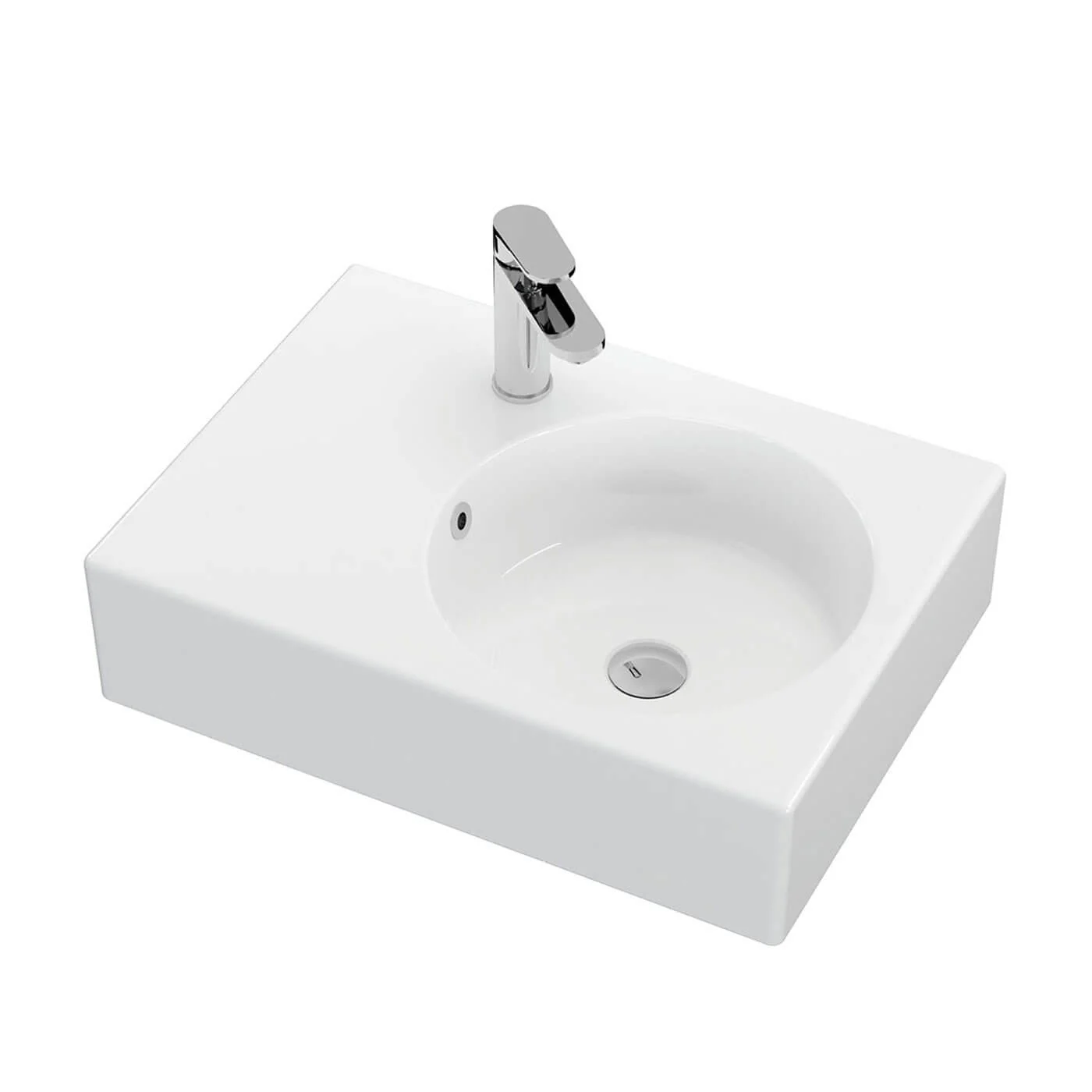Reba Skew Wall Hung Ceramic Basin 600mm - Image 4