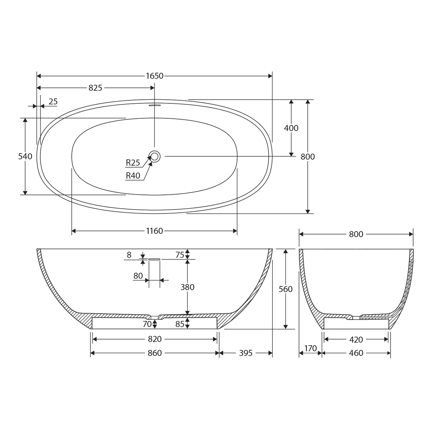 Sasso Freestanding Cast Stone Bathtub - Image 5
