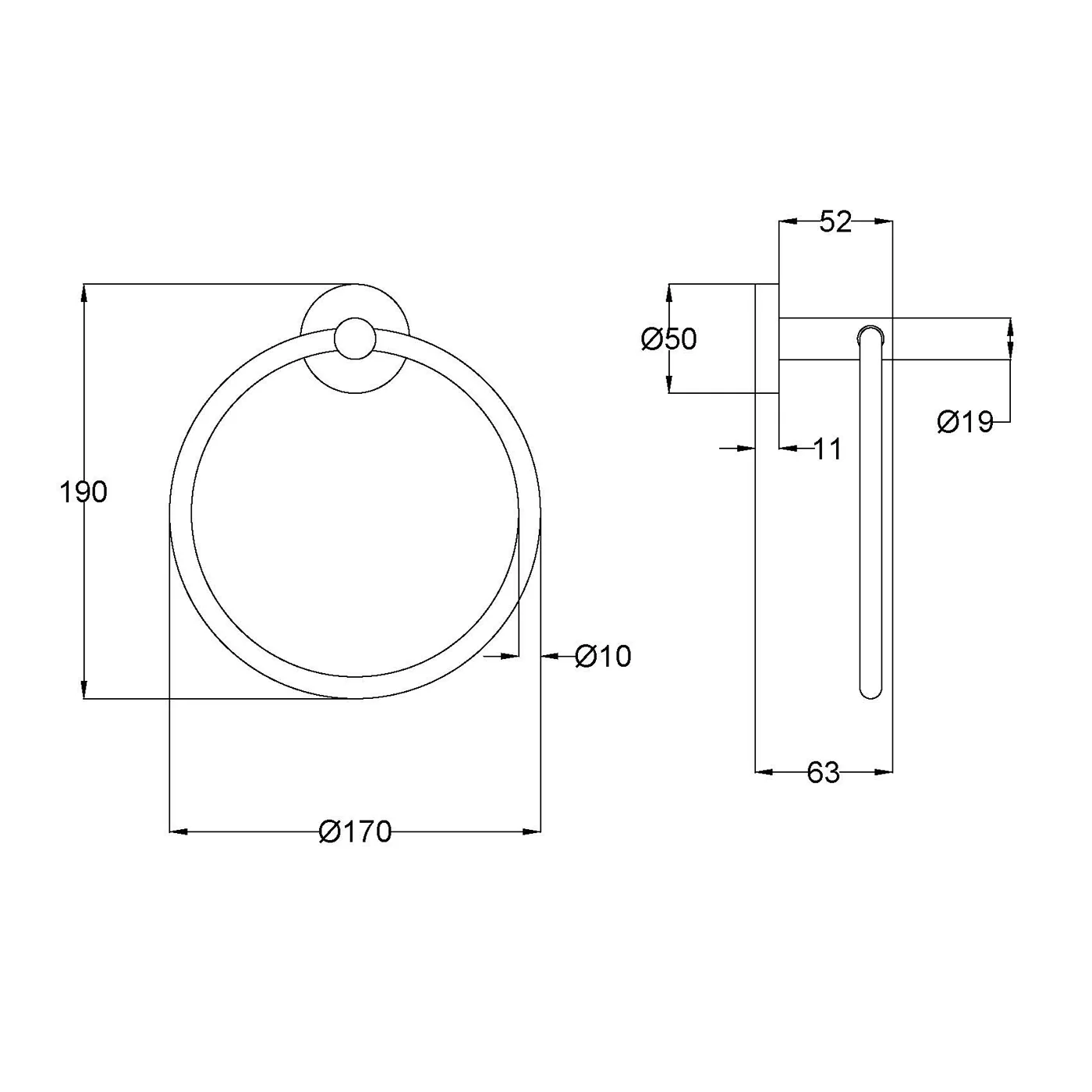 Slimline Stainless Steel Towel Holder Ring - Image 6