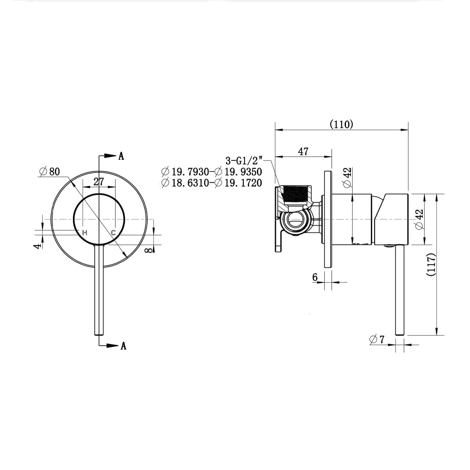 Star Pin Handle Wall Mixer - Image 9