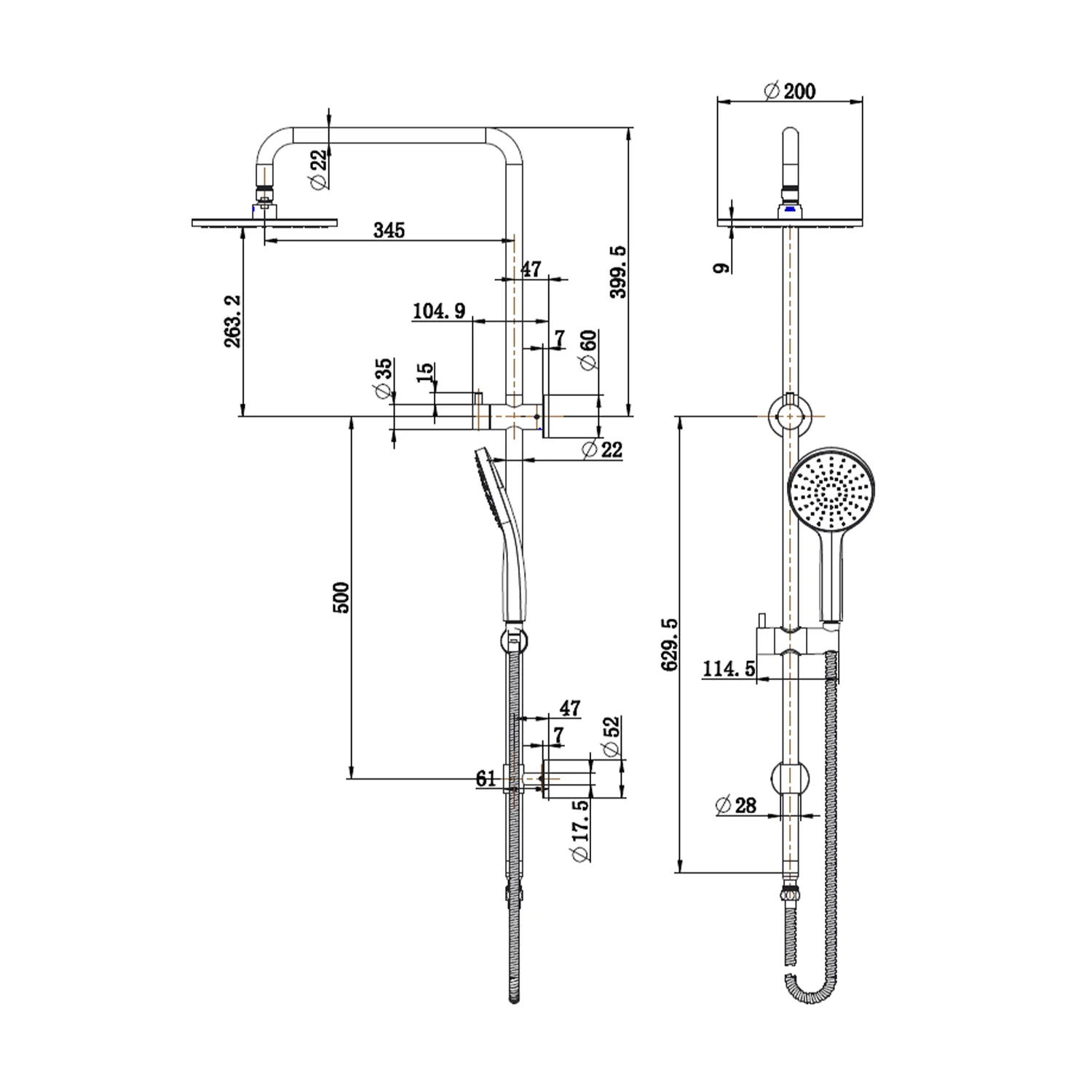 Star Project Twin Shower Rail Set - Image 9