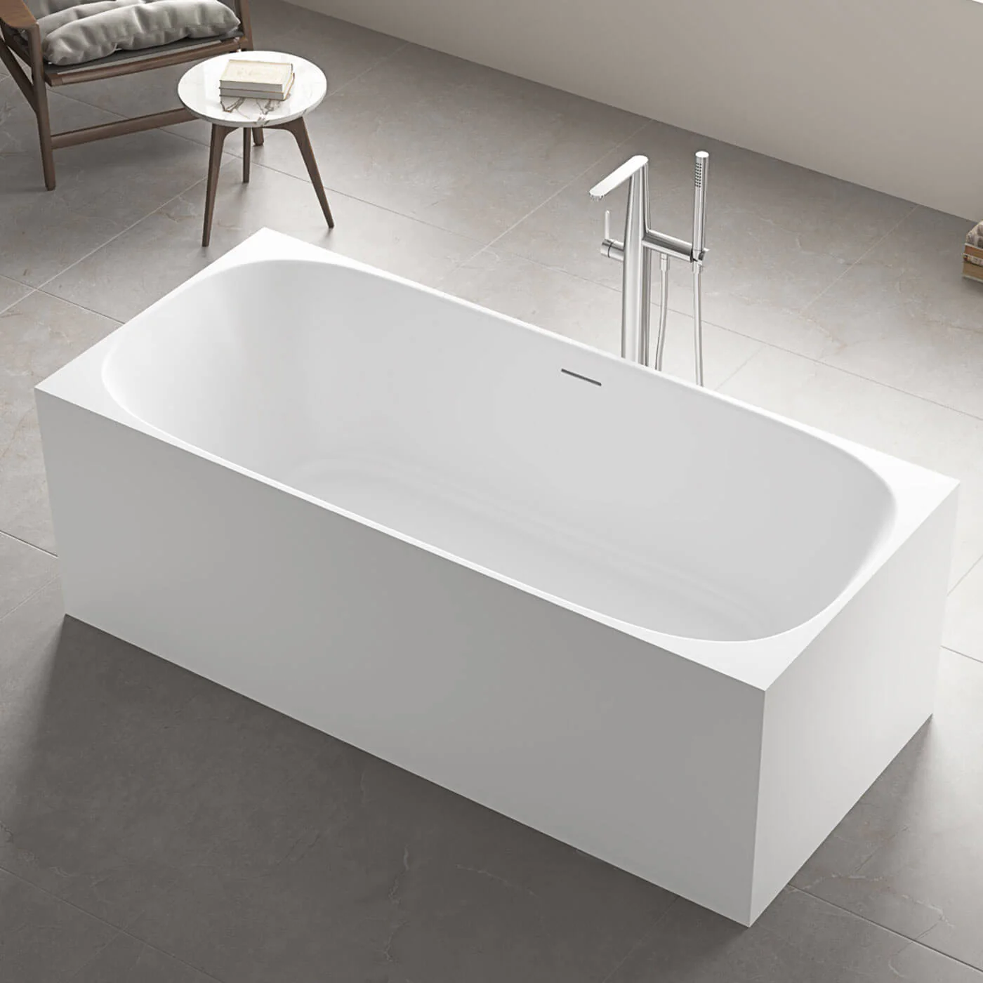 Studio Square Freestanding Overflow Bathtub - Image 2