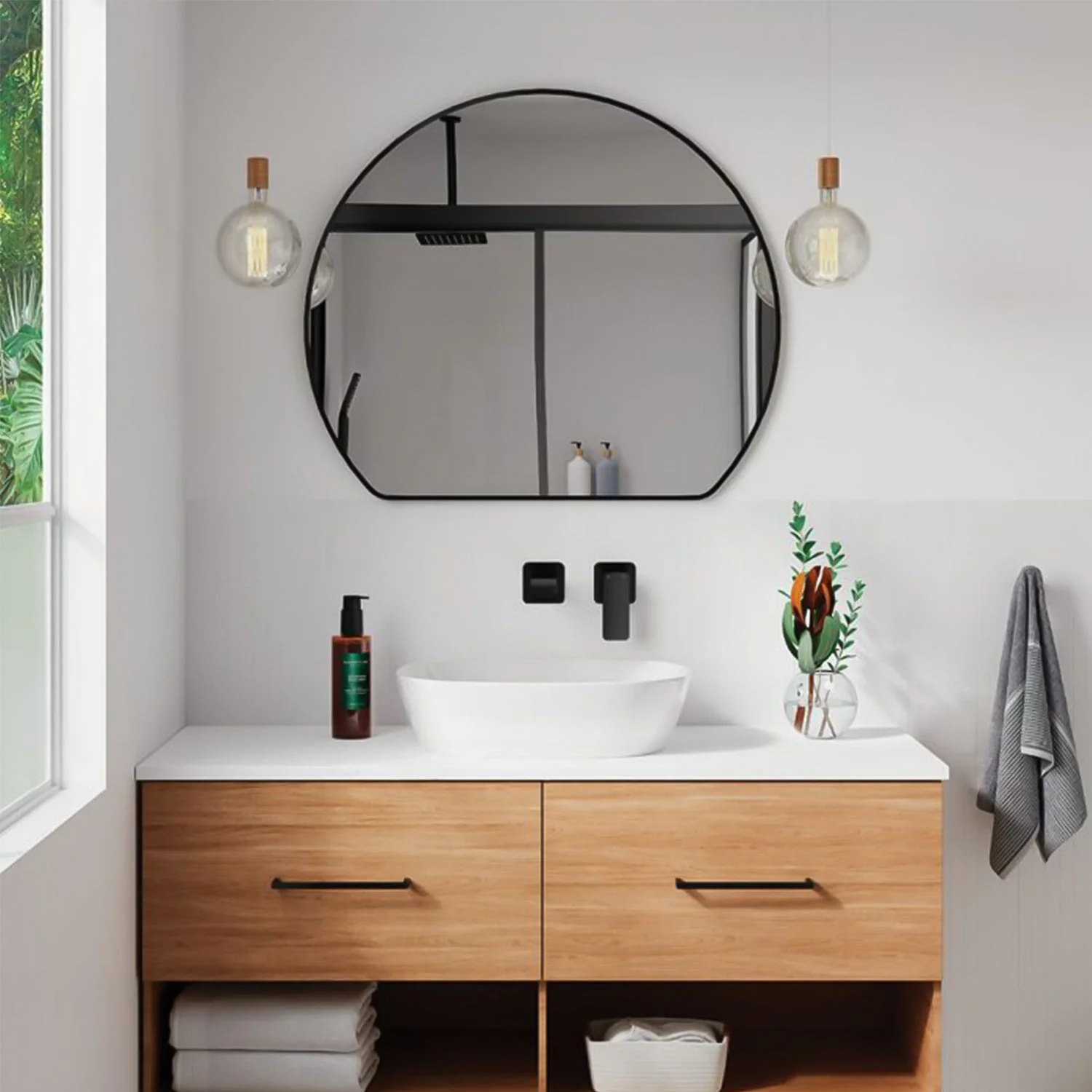Sunrise Round Framed Glass Mirror 800x690mm - Image 9
