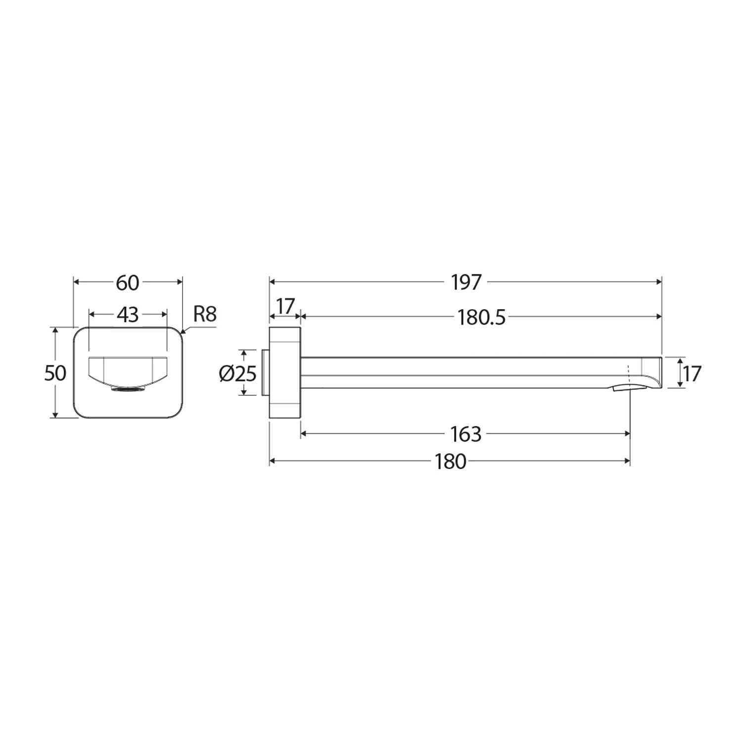 Tono Square Wall Outlet Spout - Image 6