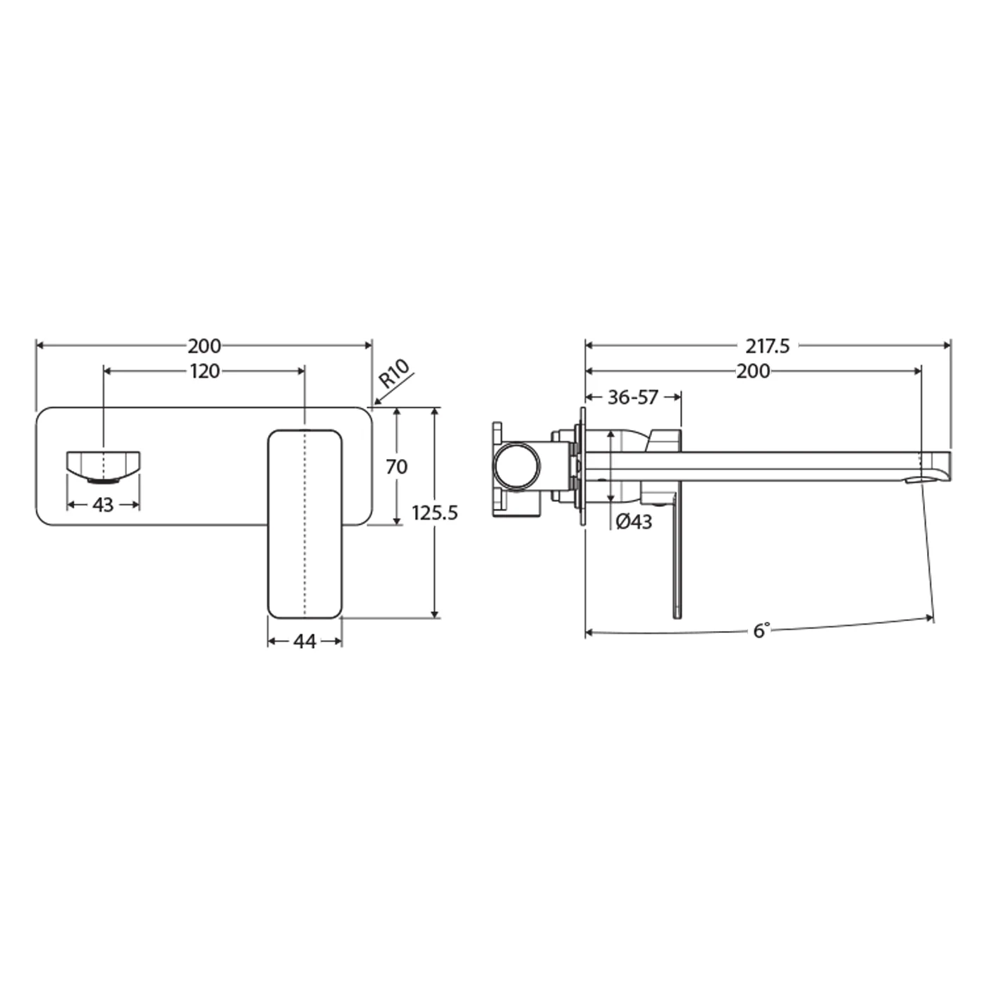 Tono Wide Backplate Wall Mixer Spout Set - Image 7