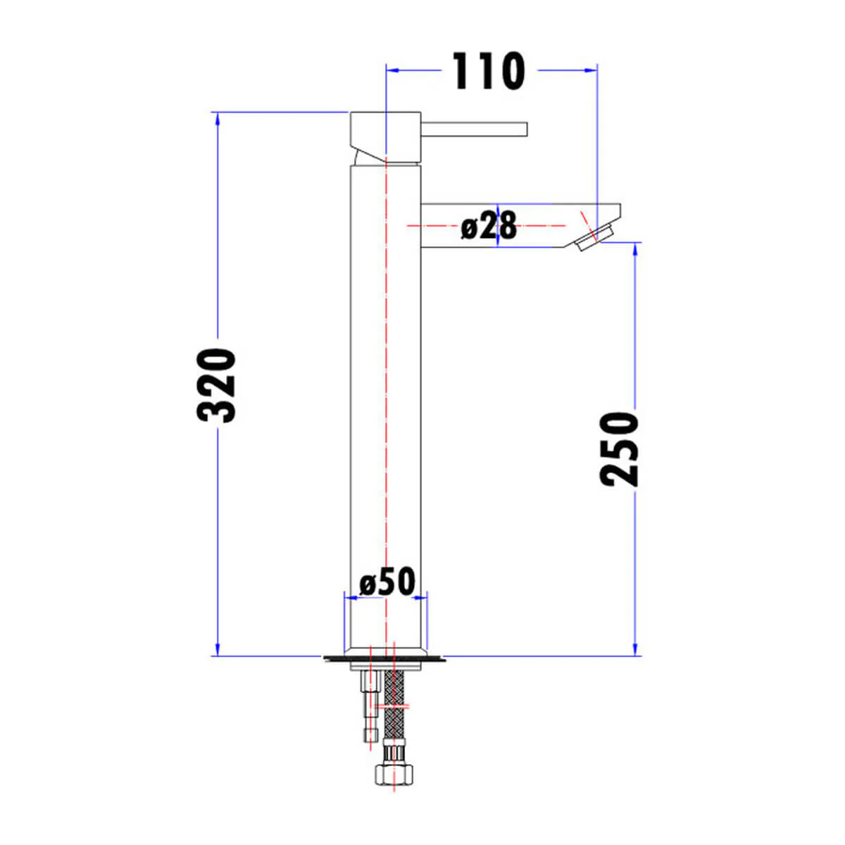 Trade Tall Bathroom Pin Handle Basin Mixer - Image 3