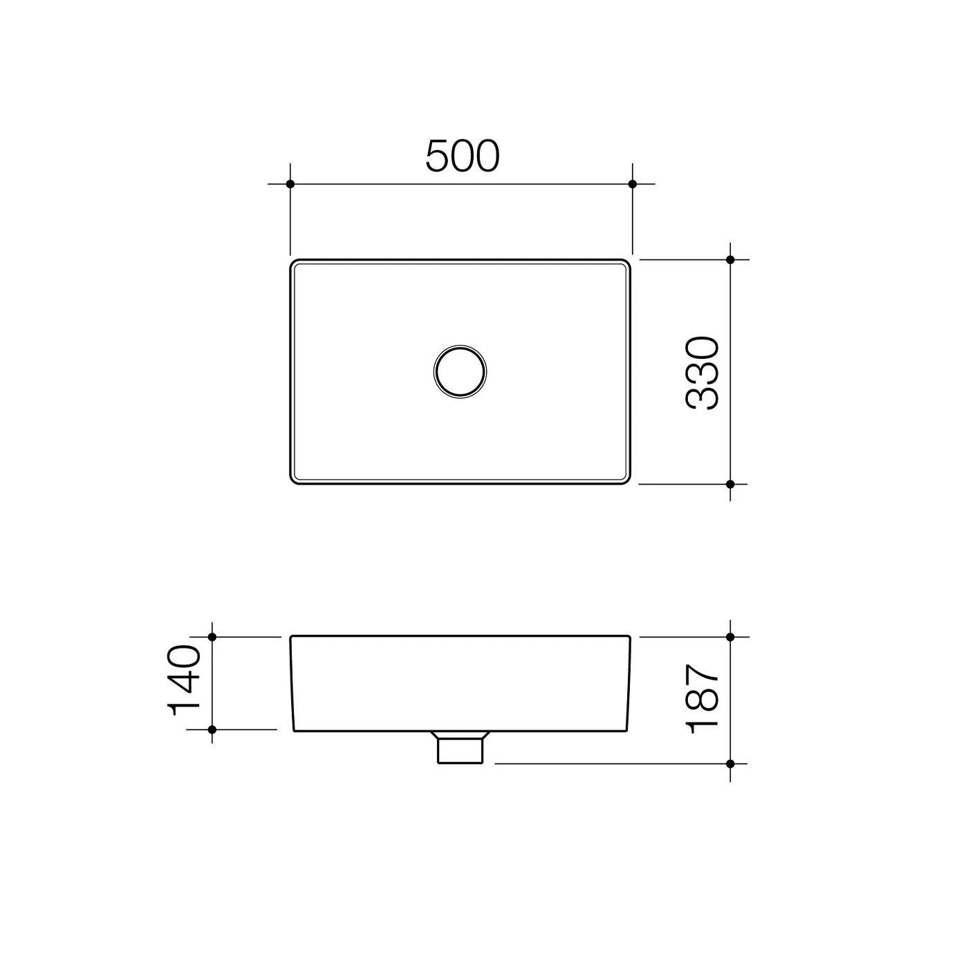 Urbane II Above Counter Basin 500x330mm - Image 2