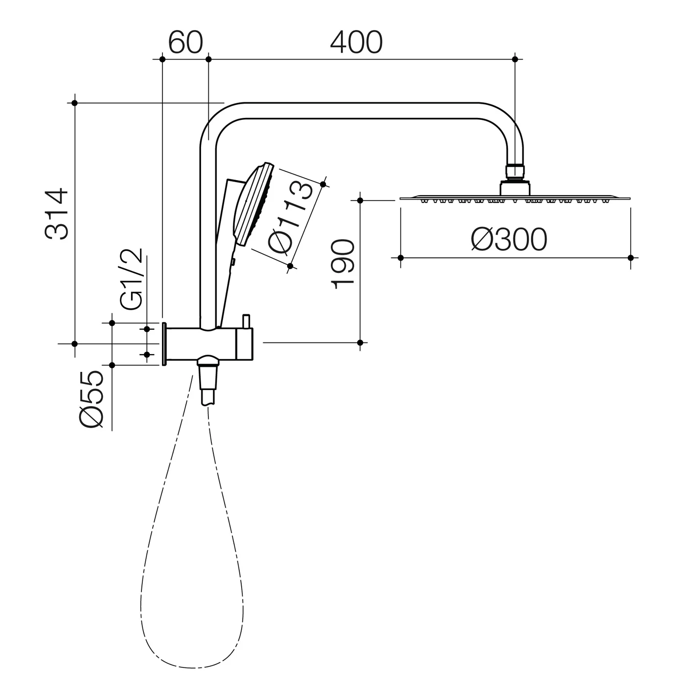 Urbane II Compact Twin Shower Rail - Image 6
