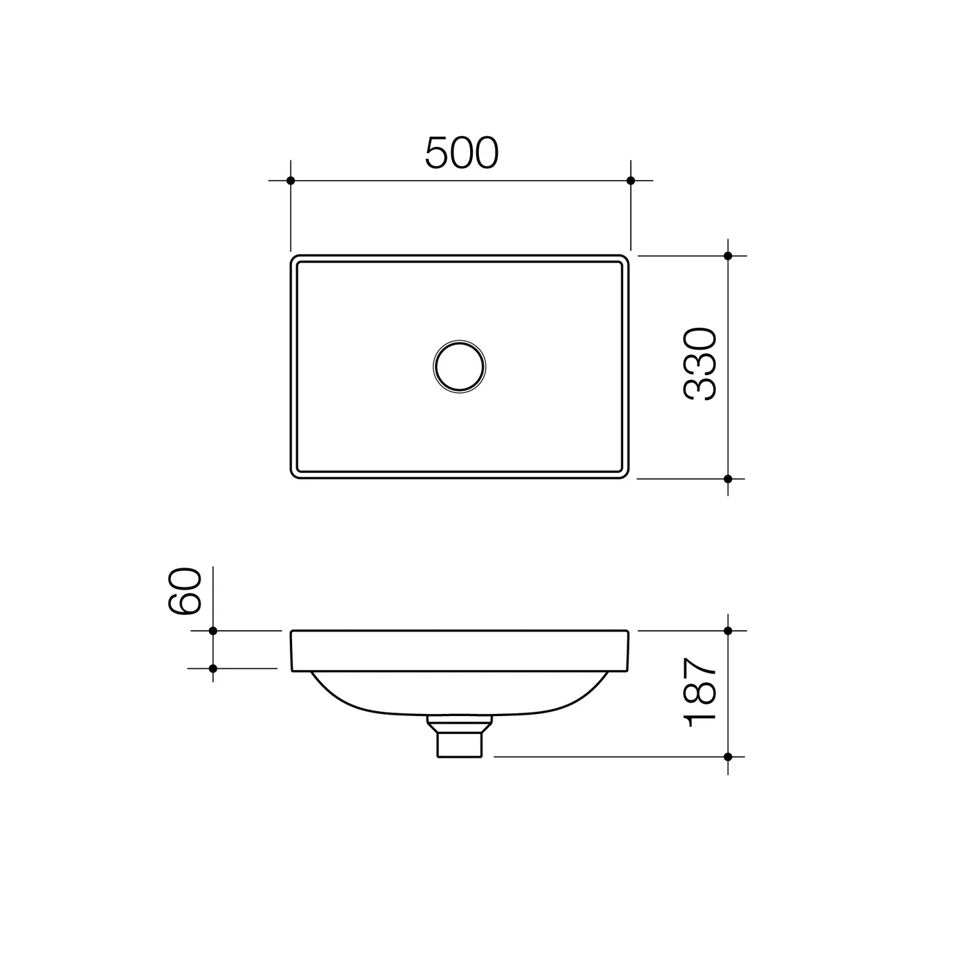 Urbane II Inset Basin 500x330mm - Image 3