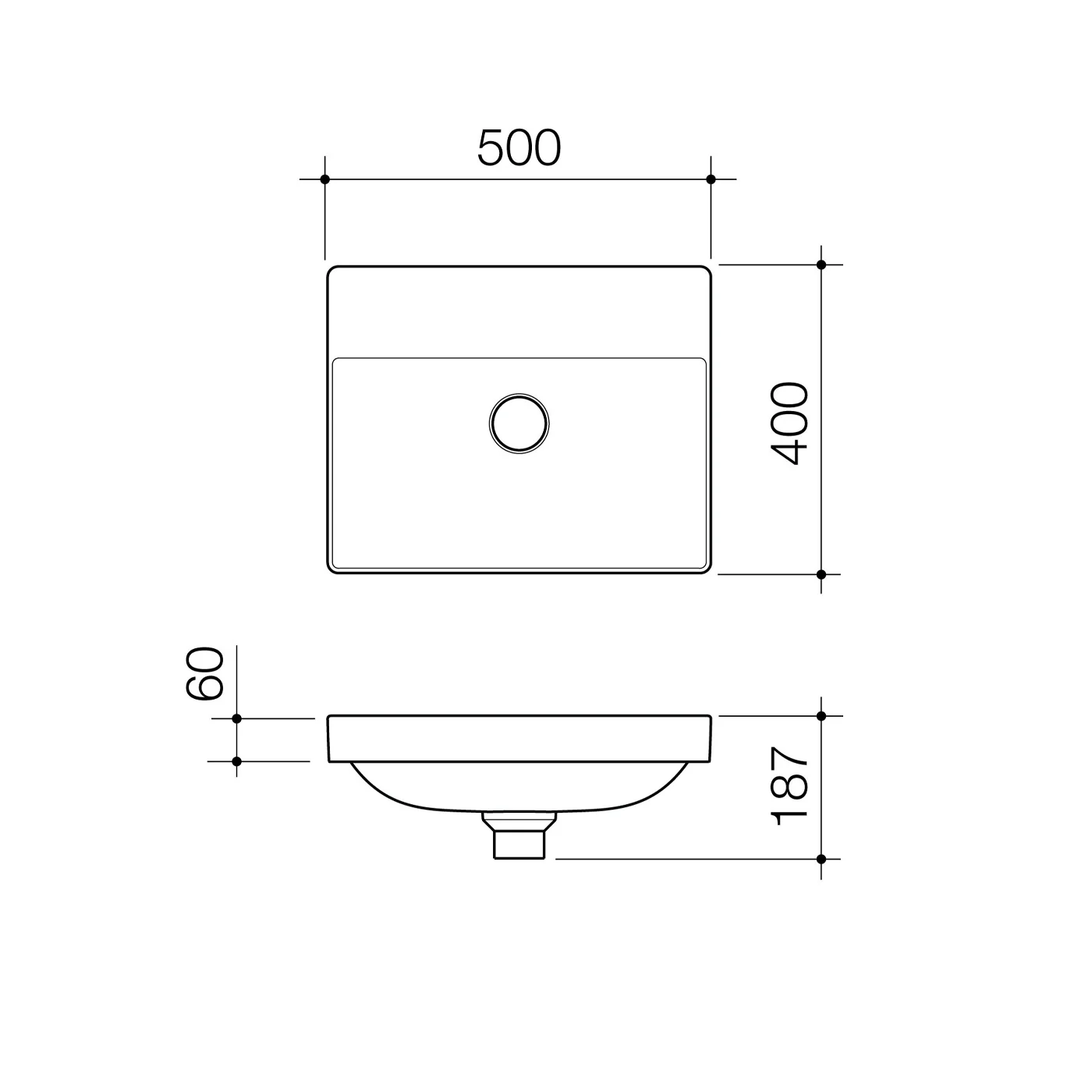 Urbane II Inset Basin 500x400mm - Image 4