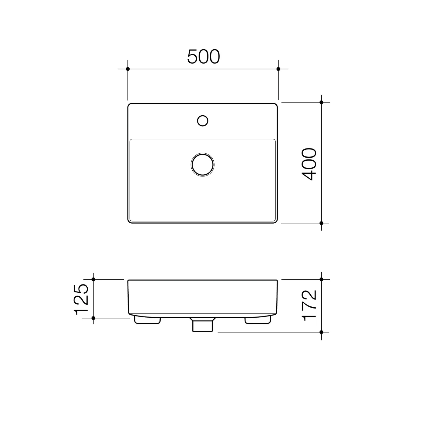 Urbane II Semi Recessed Basin 500x400mm - Image 4