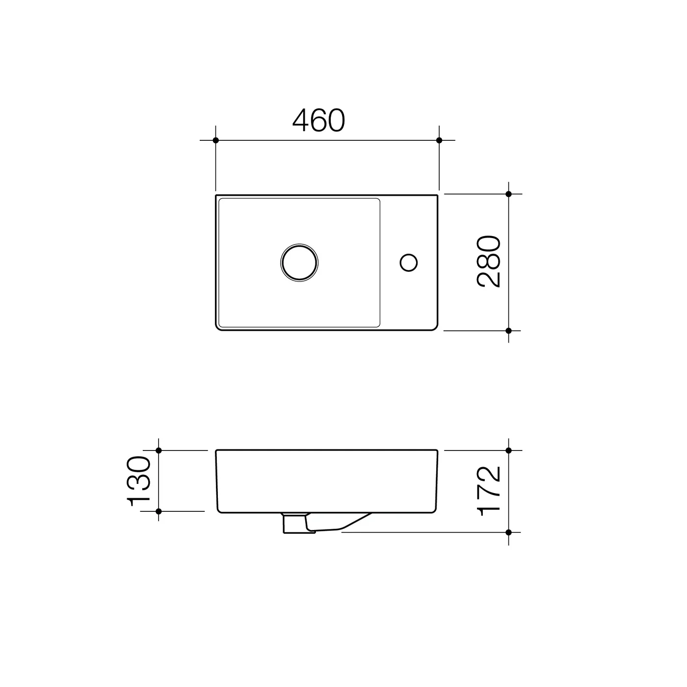 Urbane II Wall Hung Basin 460mm - Image 2
