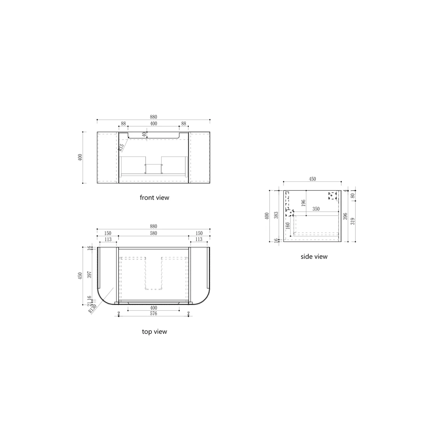 Varcelli Mono Curved Wall Hung Vanity - Image 8