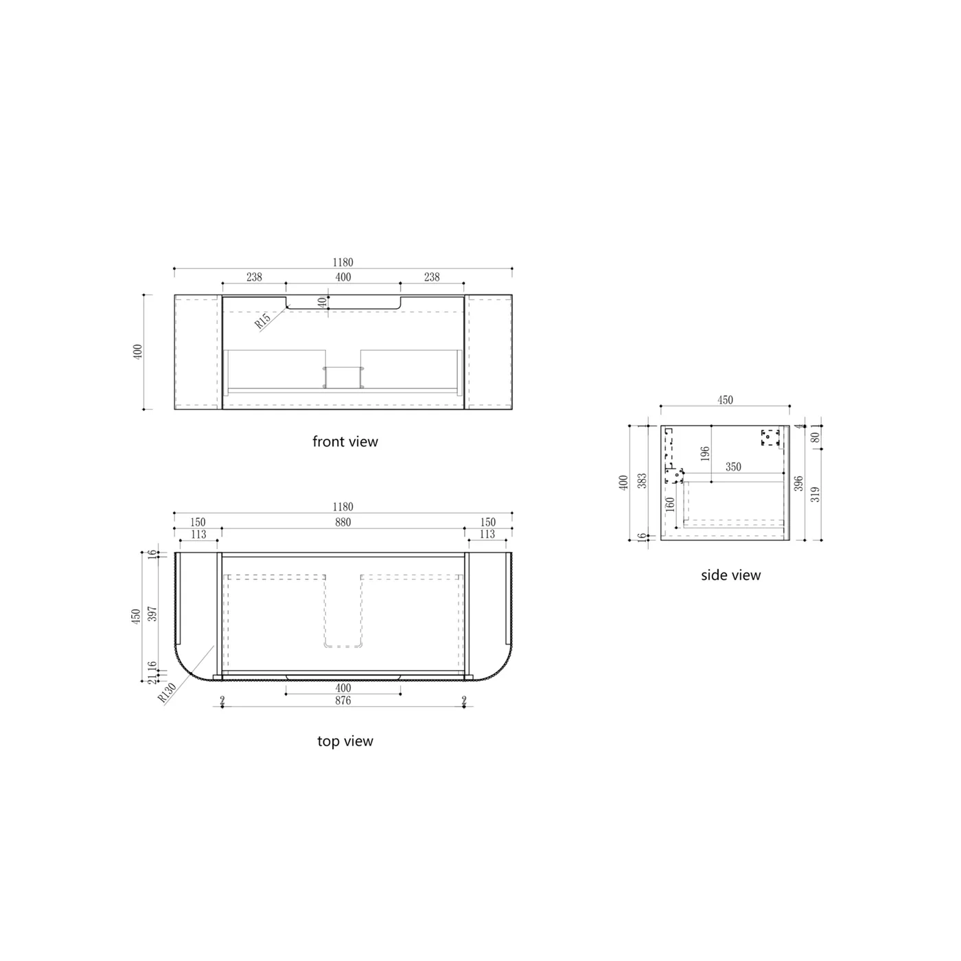 Varcelli Mono Curved Wall Hung Vanity - Image 9