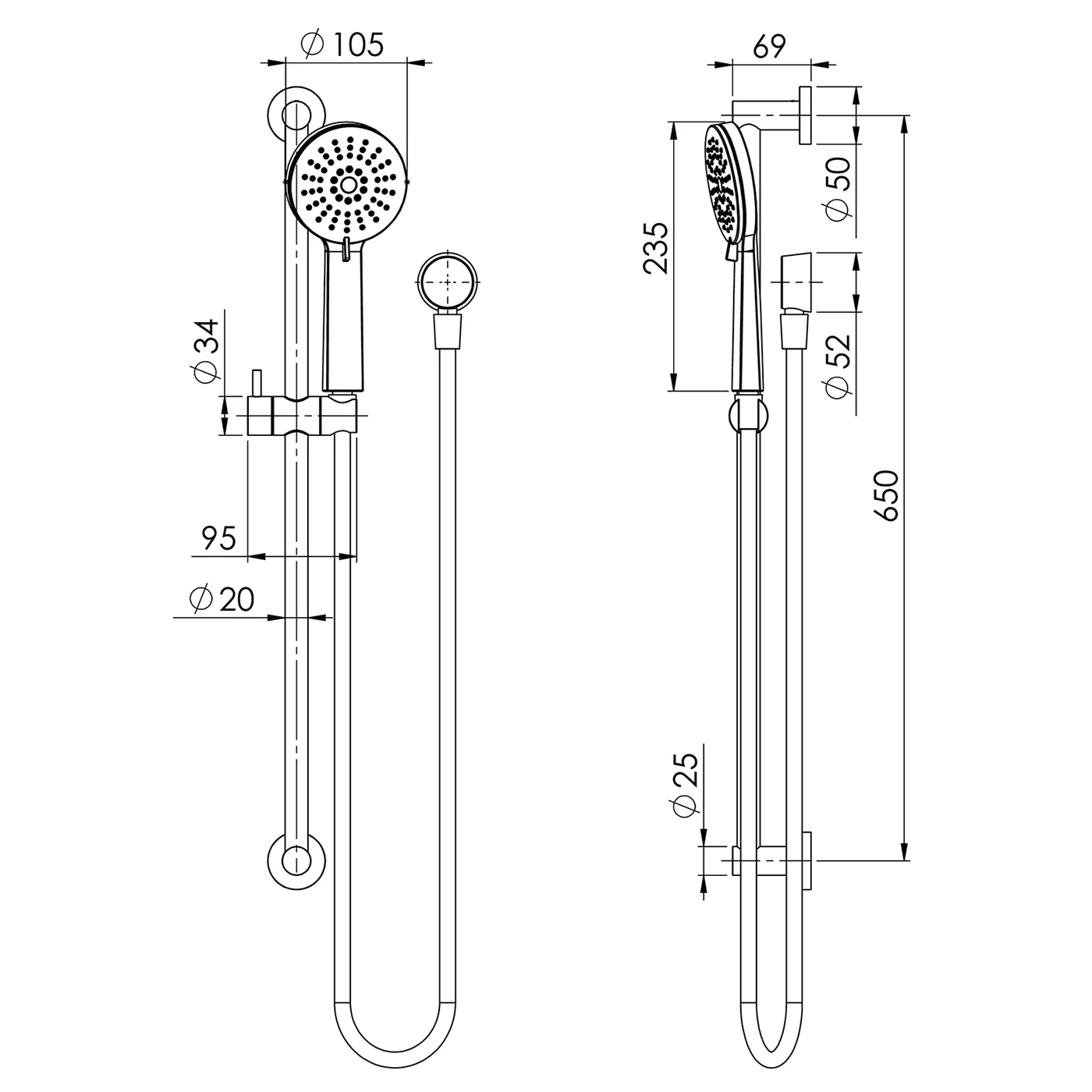 Vivid Slimline Adjustable Rail Shower - Image 6