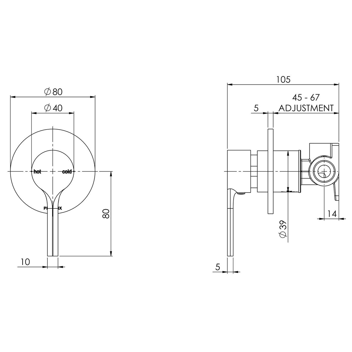 Vivid Slimline Oval SwitchMix Wall Mixer - Image 5