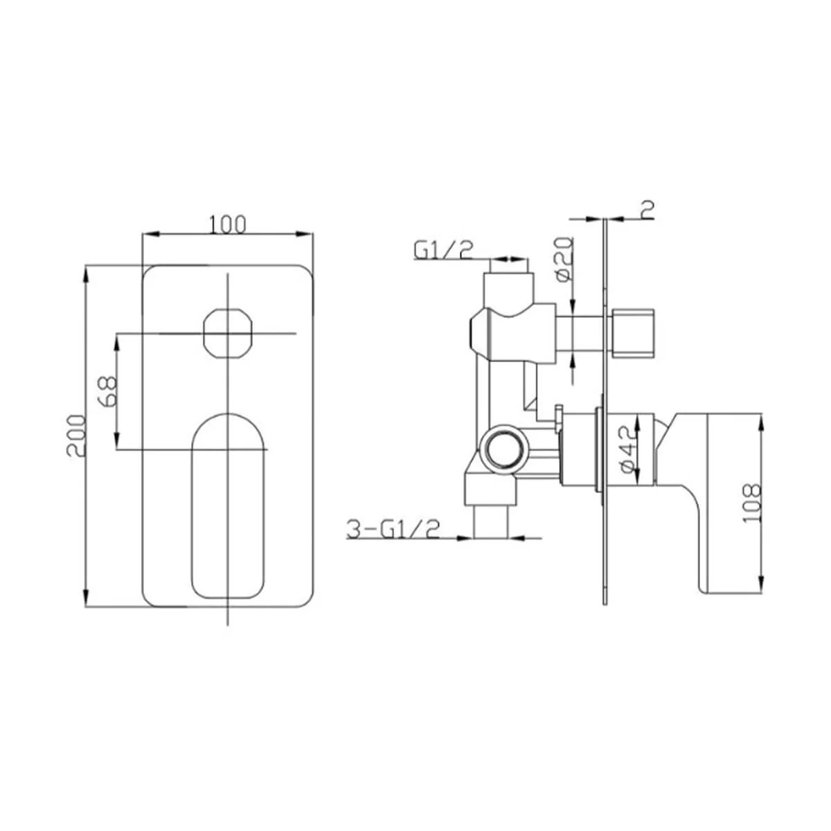 Vogue Slim Wall Mixer with Diverter - Image 5